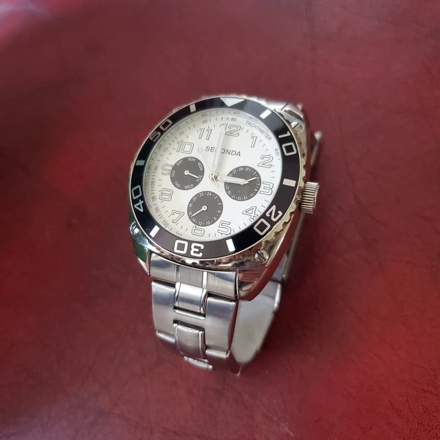 MEN'S SEKONDA 3889 AKV Stainless Steel Day/Date Wristwatch