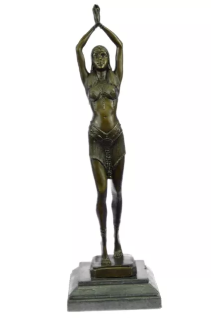 100% Bronze Sculpture Statue Chiparus Égyptien Danseuse Deco Figurine Sculpture