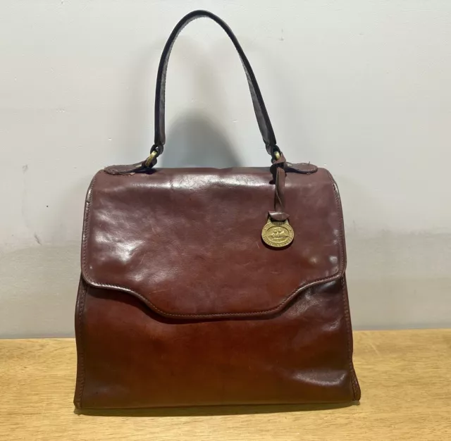 Vintage Brahmin Leather Satchel Purse Top Handle Dr. Bag/Satchel/Purse USA Red