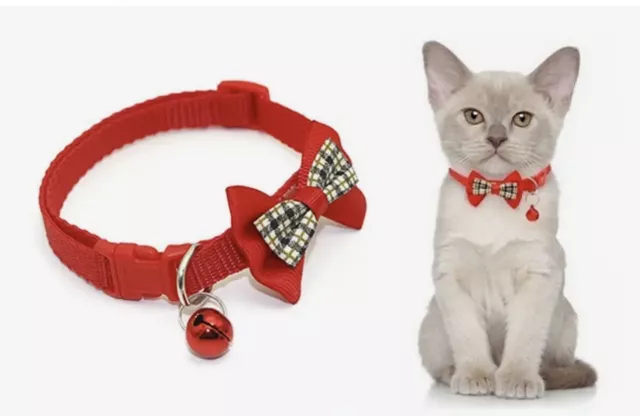 Collares ajustables para perros y gatos, pajarita bonita con campana