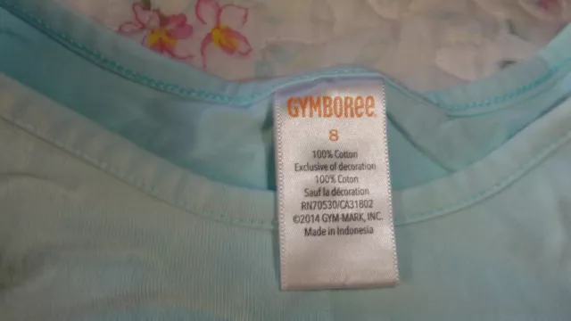 Haut à manches longues GYMBOREE FILLES 100 % coton bleu clair TAILLE 8 2