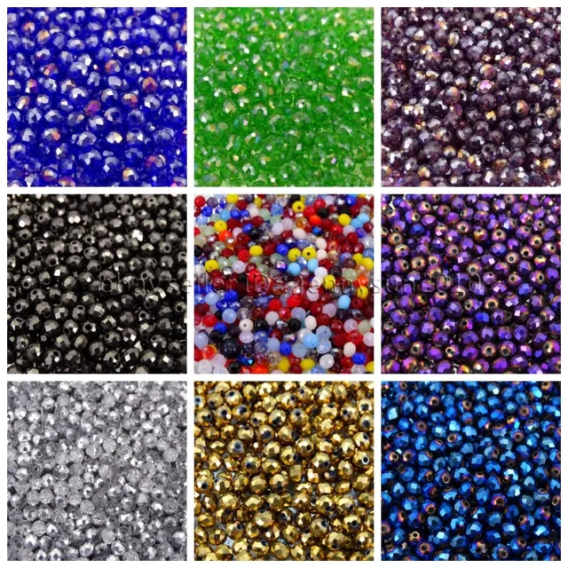 Freeshipping 100Pcs Top Quality Czech Crystal Faceted Rondelle Beads 3x 4mm 2