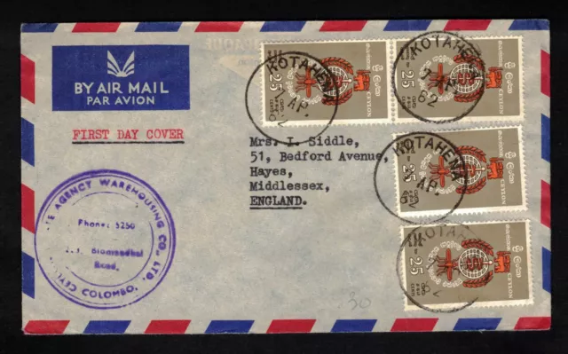 Ceylon - 1962 Luftpost Brief Cotahena nach Hayes England - Fist Day Cover - MeF