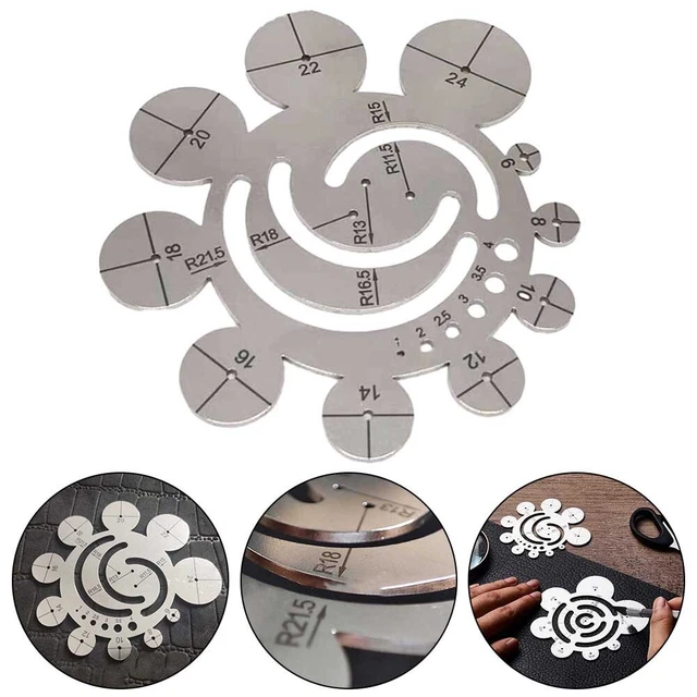 Crafters' Must Have Leather Stencil Tool Metal Corner Cutting Ruler Circle