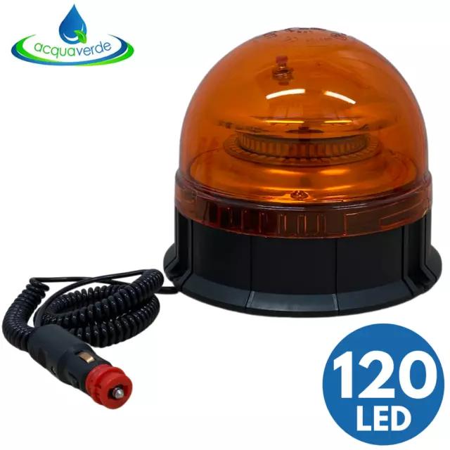 Girofaro Lampeggiante Led Con Base Magnetica 12/24V Per Macchine Agricole Ip56