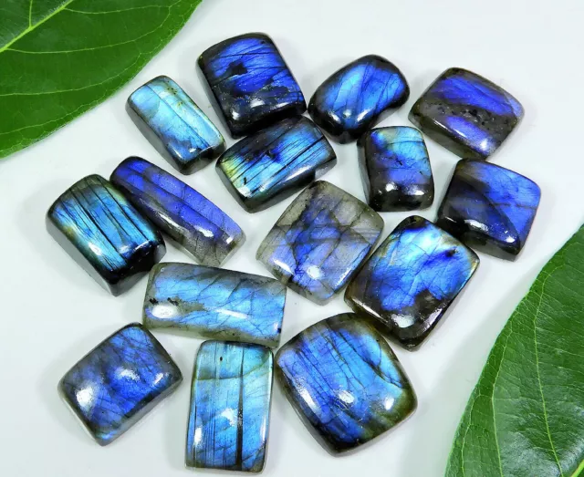 15Pcs NATURAL BLUE LABRADORITE OCTAGON CABOCHON RING SIZE GEMSTONE 16-27MM p831