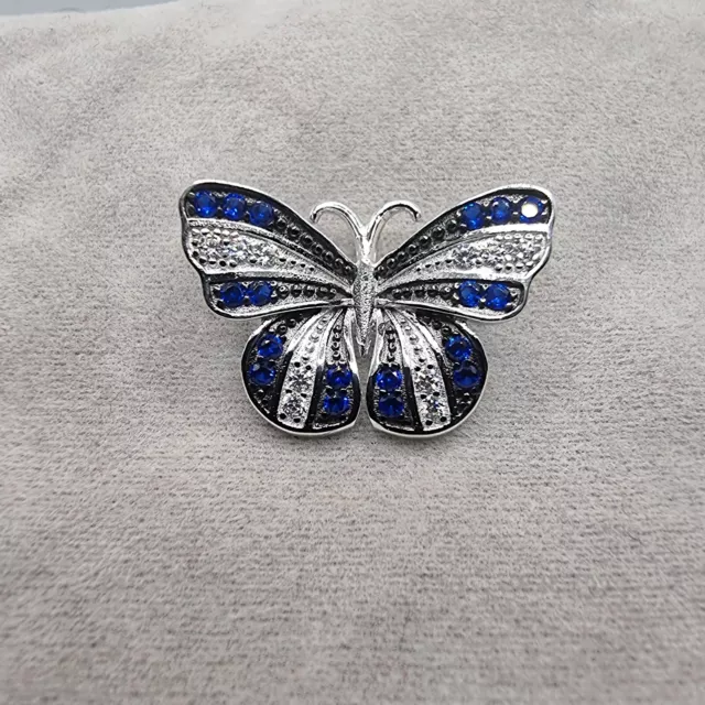 925 Sterling Silver Butterfly Pendant with Blue Spinel Accents Elegant Jewelry