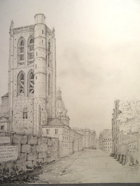 Dessin Original Paysage De Louis De FIANCETTE D'AGOS - Juilly, Seine-et-Marne, 1837, Crayon