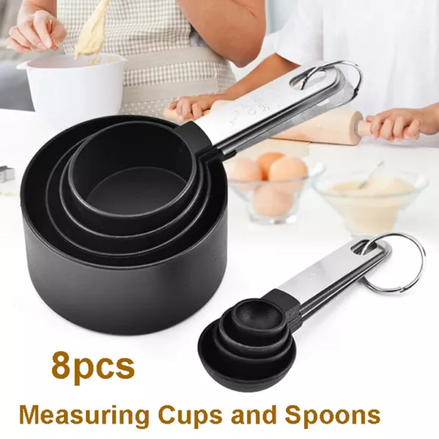 8Pcs/set Stainless Steel Measuring Cups and Spoons Set Kitchen Baking Gadge-7H