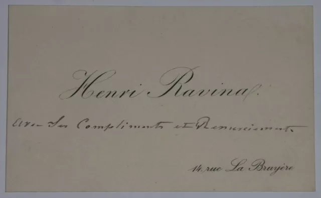 RAVINA Henri - CARTE DE VISITE, ANNOTATIONS MANUSCRITES