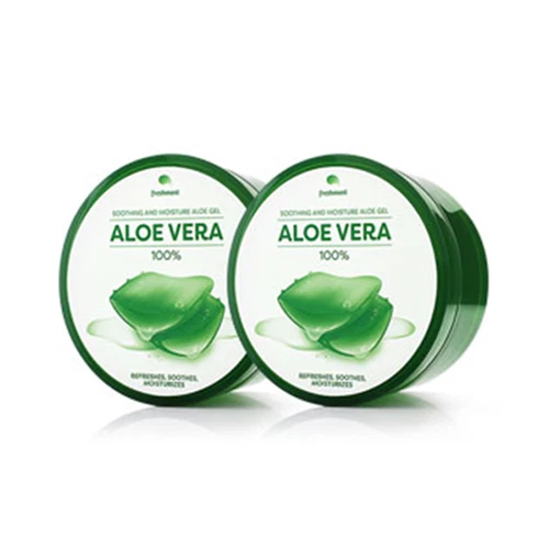 Gel de aloe calmante e hidratante fresco 100% aloe vera 300 ml x 2