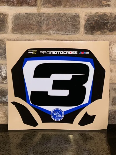 Eli Tomac #3 Front Number Plate Decal Replica Supercross Graphic Yamaha