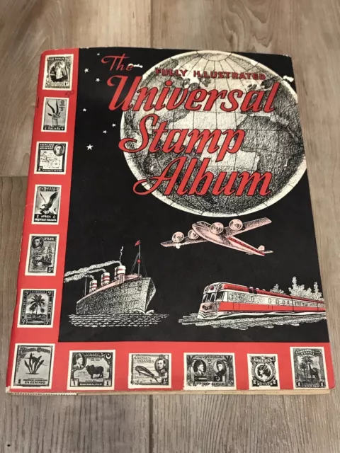 The Universal Stamp Album Copyright 1957 With Some Stamps-fc