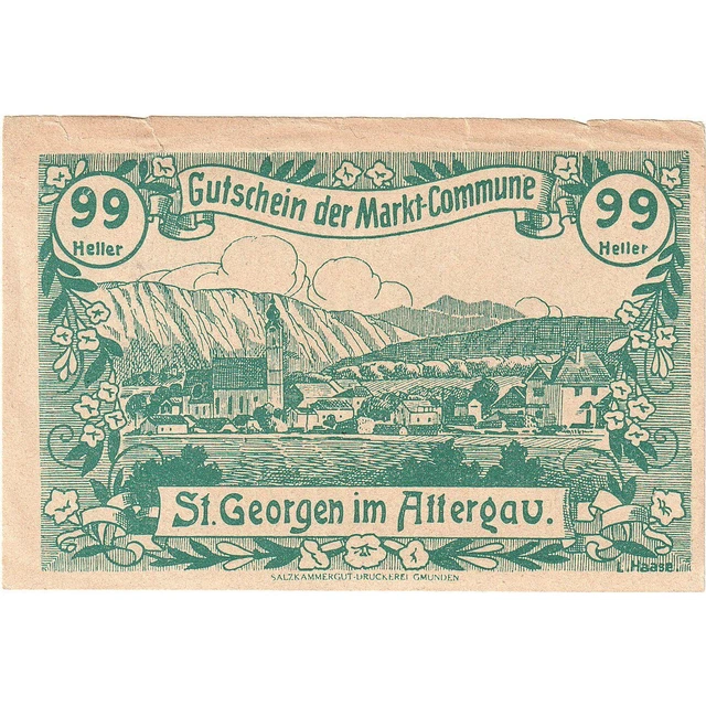 [#287903] Austria, St Georgen im Attergau, 99Heller village 1920, EF, Mehl:FS 88