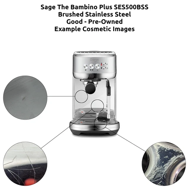 SAGE THE BAMBINO Plus Espresso Coffee Machine SES500BSS Brushed