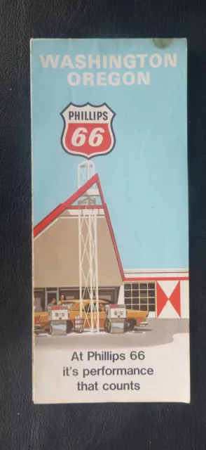 1971 Washington Oregon  road map Phillips 66  oil  gas
