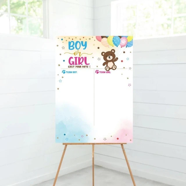 Gender Reveal Party  Gender Reveal Poster with 36 Boy and Girl Stickers 6