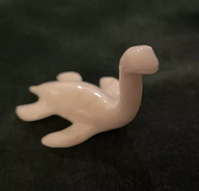 Vintage Hand Carved White Stone Dinosaur Plesiosaur 2.5” Long