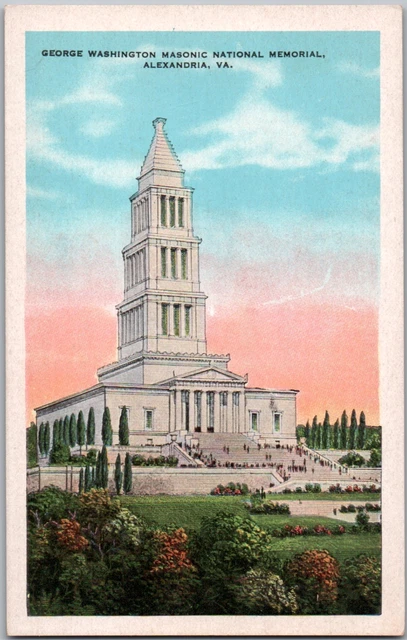 Alexandria Virginia VA George Washington Masonic Memorial Vintage WB Postcard UP