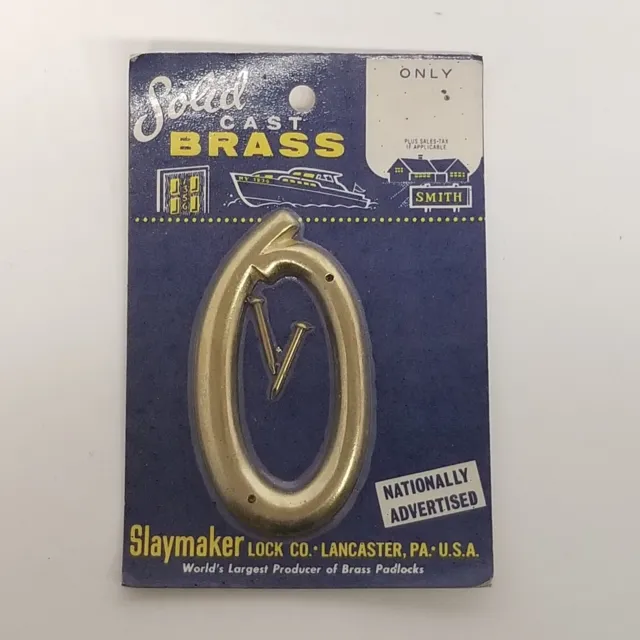 Vintage Slaymaker Solid Cast Brass No. 0 House Number, NOS