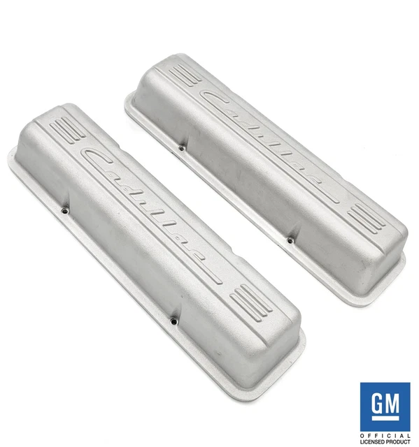 AS CAST &CADILLAC& Script Valve Covers For SBC Small Block Chevy No