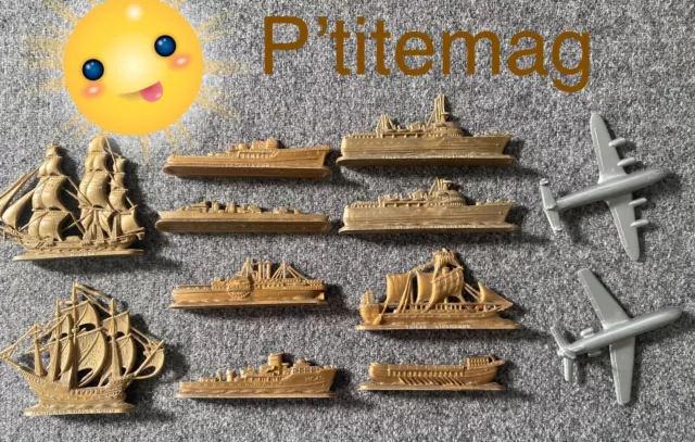 Lot Figurines Mokarex Familistère. Les bateaux + 2 avions sans marque