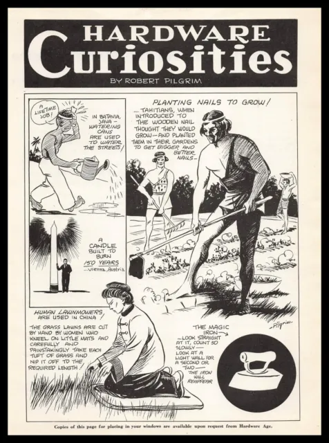 1933 Hardware Store Owner Curiosities By Robert Pilgrim Cartoon Vintage Print Ad