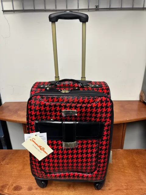 New Samantha Brown Houndstooth  20" Carry On Red / Black Color Spinner