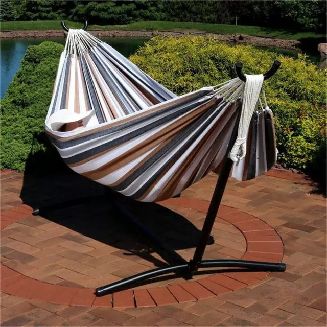 Garden Camping Canvas Hammock Bed with Steel Stand | Outdoor | Indoor 1-2 Person