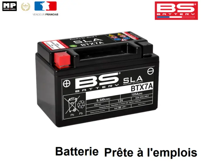 Batterie BS Battery Moto Prête à l'Emplois Activé BTX7A SLA GEL 12V 6.3Ah