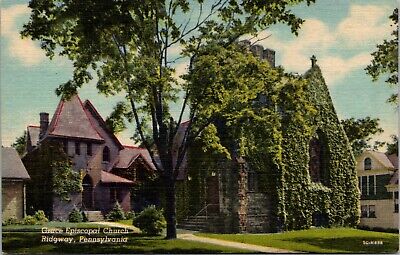 Grace Episcopal Church Ridgway Pennsylvania PA UNP Linen Vtg Postcard