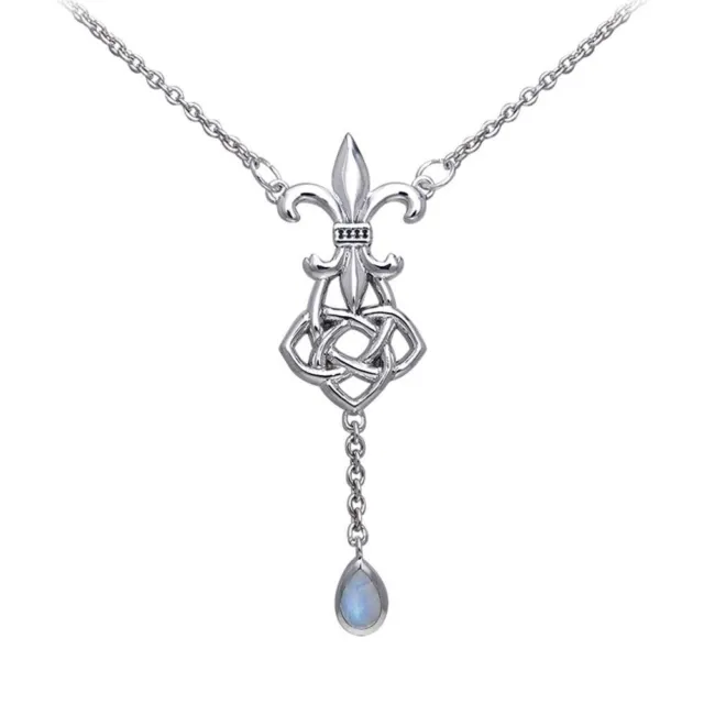 Celtic Fleur De Lis .925 Sterling Silver Necklace Peter Stone Fine Jewelry Lily