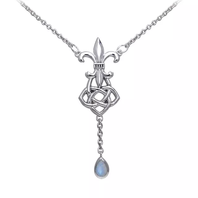 Celtic Fleur De Lis .925 Sterling Silver Necklace Peter Stone Fine Jewelry Lily