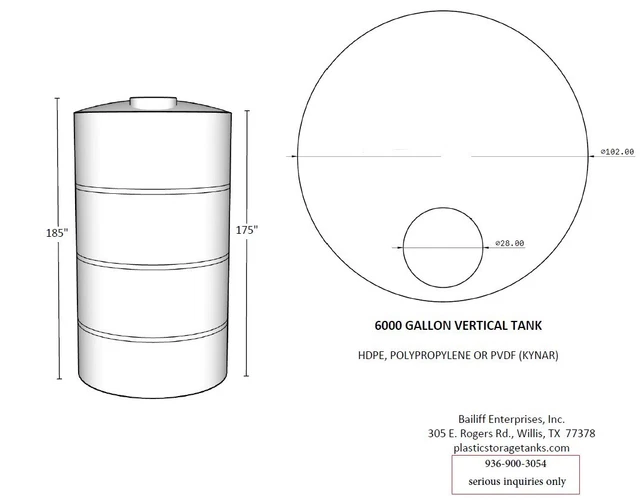 6000 gallon plastic storage tank, polyethylene, water tank, HDPE, poly storage