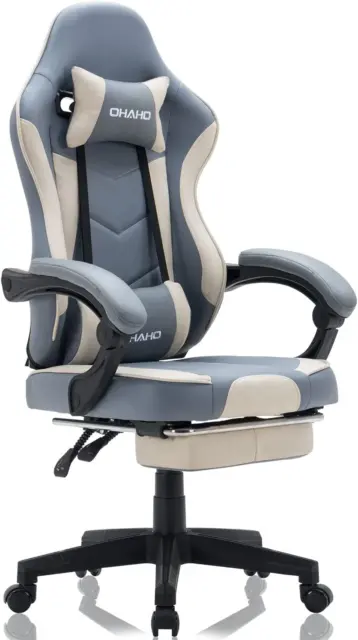 Gaming Chair Racing Style Office Chair Adjustable Massage Lumbar Cushion Swivel