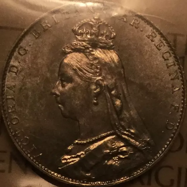1890 Great Britain Victoria Silver Maundy Fourpence 4p - ICCS MS-63
