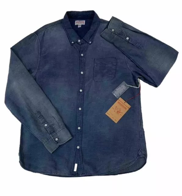 NEW! True Religion Mens Blue Single pocket Shirt Button Up Long Sleeve 3XL