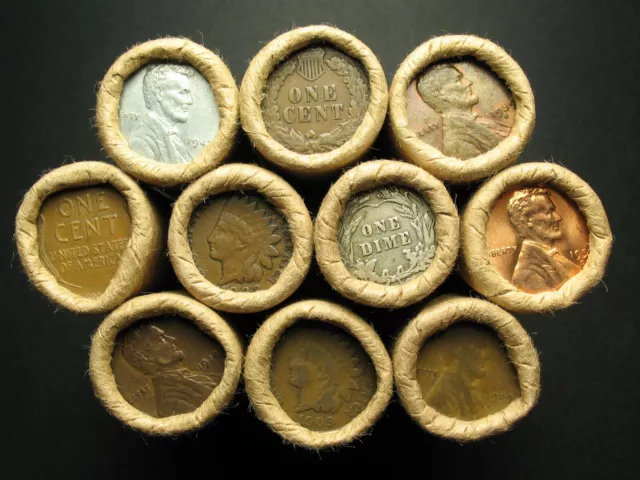 ~ 10 Lincoln Wheat Cent Penny Rolls "500 Coins" From Old Oregon Estate Horde!! ~