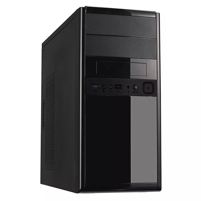 CiT 1016 Gloss Black Micro ATX PC Computer Case mATX With 500W PSU Power Supply