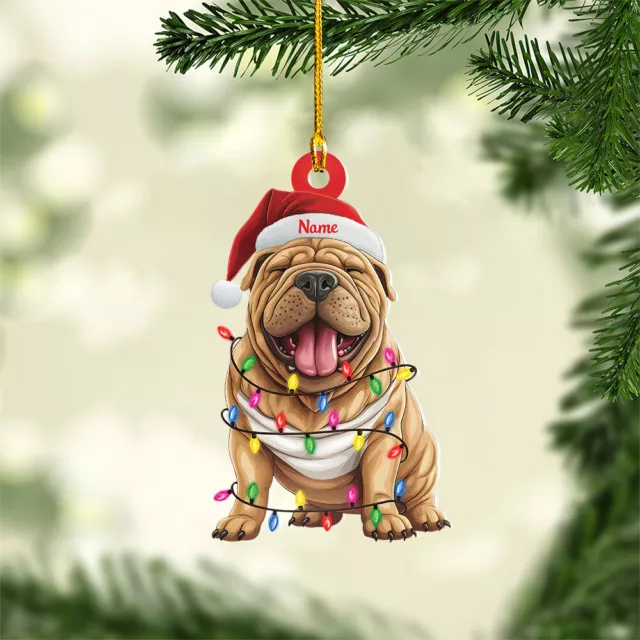 Shar Pei Christmas Light tree Ornament,  Shar Pei dog lover Car Ornament