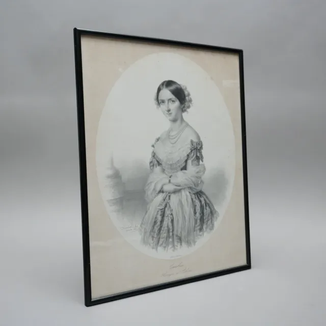 Kreidelithografie Carolina Herzogin To Saxony Hanfstaengl 1853 Framed