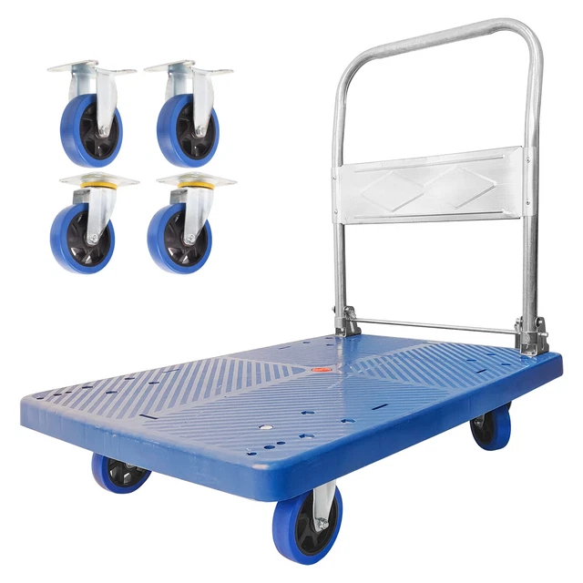 660LBS Folding Platform Cart Rolling Flatbed Cart Hand Platform Truck Push Dolly