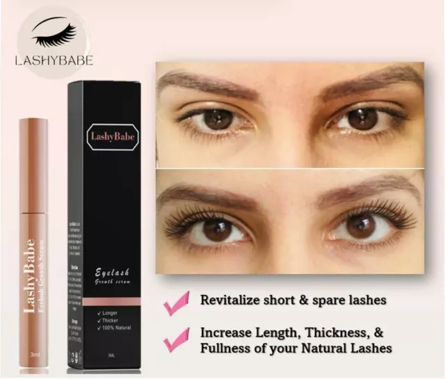 New LashyBabe Eyelash Enhancing Growth Serum Rapid Fast Thicker Longer Eye Lash