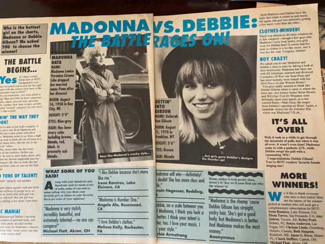 Madonna, Debbie Gibson, Two Page Vintage Clipping, c