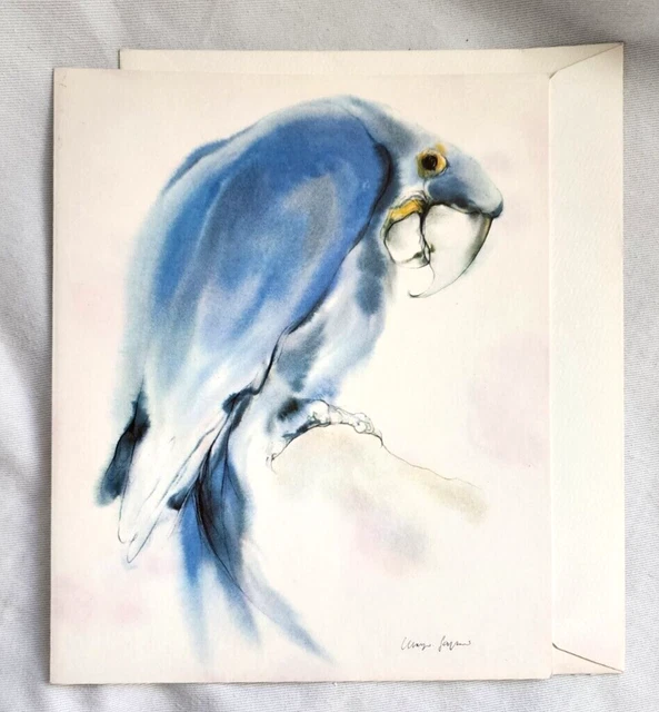 watercolor hyacinth macaw by meyer gasters card 26 303/4 printed w germany