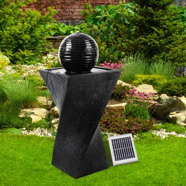Solar Fountain Outdoor Water Feature LED Light Black Solar Panel Water Pump 85cm