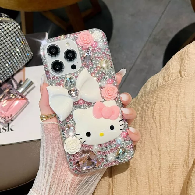 3D Bling Hello Kitty Crystal Diamond Case For Samsung S23 S22 S21 S20 S10 Note20