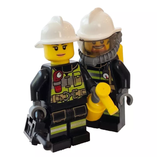 Lego 60107 City Firefighters Ed Black Fire Suit Minifigures Air Tank Mask Female