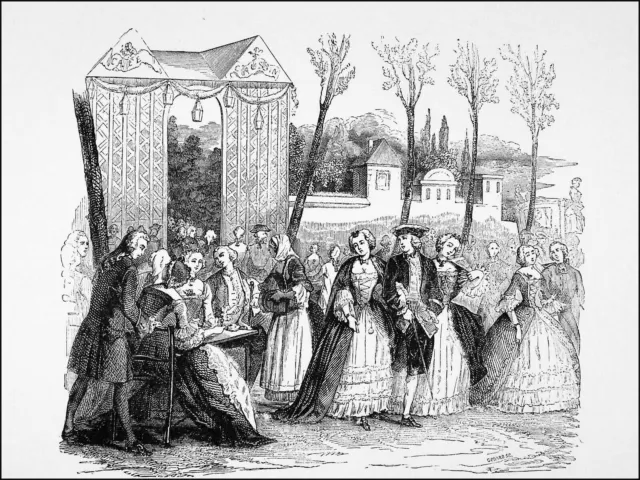 PROMENADE sur les BOULEVARDS PARISIENS in the 18th century - 19th century engraving