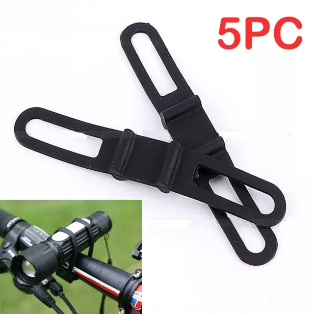 5x Bicicleta Bicicleta Ciclismo Silicona Correa Elástica Luces Vendaje Lámpara Soporte de Montaje